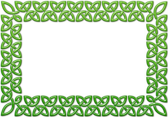 Celtic knot frame clip-art, green. Linear border made with Celtic knots for use in designs for St. Patrick's Day.