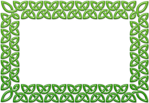 Celtic knot frame clip-art, green. Linear border made with Celtic knots for use in designs for St. Patrick's Day.