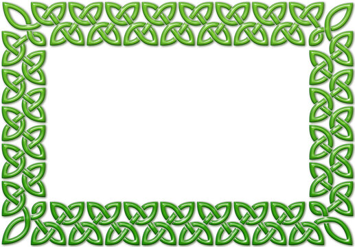 Celtic knot frame clip-art, green. Linear border made with Celtic knots for use in designs for St. Patrick's Day.