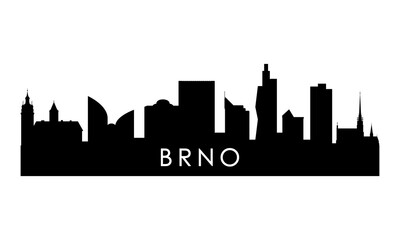 Obraz premium Brno skyline silhouette. Black Brno city design isolated on white background.