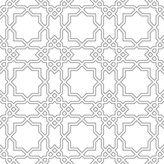Seamless geometric ornament based on traditional islamic art. Black and white.