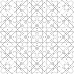 Seamless geometric ornament based on traditional islamic art. Black and white.