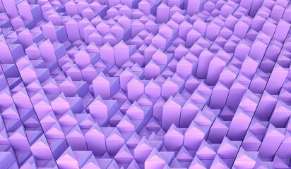 Three dimensional render of rows of triangle shaped columns