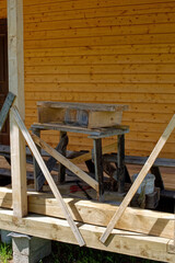 construction of wooden extensions of a rural house