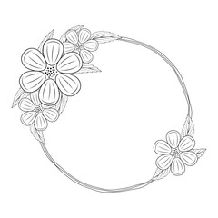 hand drawn doodle flower bouquet, Wreath flower frame, Cute doodle brush Round floral wreaths frame design elements for logo wedding, poster, funeral, invitation, banner, greeting card Vector art
