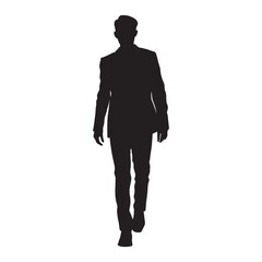 Business man walking confident front view vector silhouette.