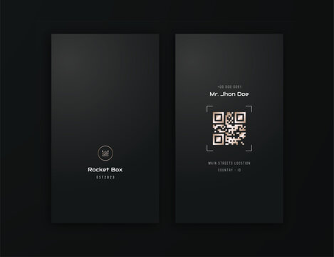 Simple elegant Black And White Vertical Business Card editable template