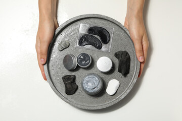 Beauty and skin care, cosmetic and charcoal