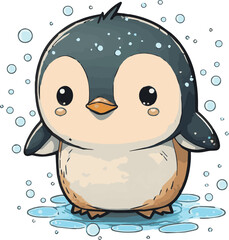 Penguin isolated vector for editing.  Penguin vector cartoons for kids