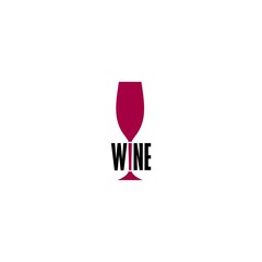 Glass of Wine logo design. Wine icon. Template for a label, emblem or sticker isolated on white background