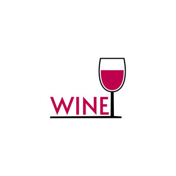 Glass of Wine logo design. Wine icon. Template for a label, emblem or sticker isolated on white background