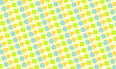 丸三角四角の図形で作られたレトロ可愛い背景