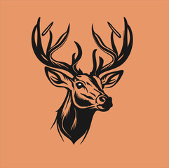 cartoon vector deer head icon on gray background, deer head icon for logo