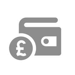 Wallet and currency coin vector icon. British pound, money or savings fill symbol.