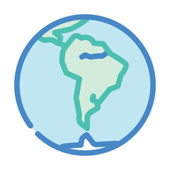 south america earth planet map color icon vector illustration