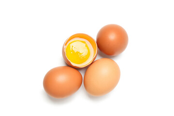 Ingredient for making breakfast - eggs, isolated on white background