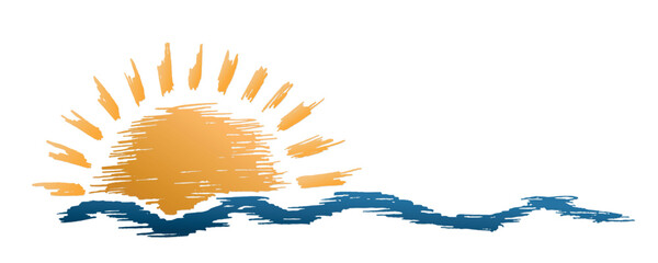 Obraz premium Sun and Blue Wave Symbol. 