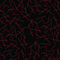 Red Black Random Hatching Pattern Paper. Seamless Vector Pattern 