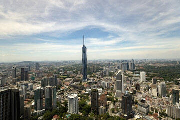 Fototapeta na wymiar View of Merdeka 118 tower from Kuala Lumpur Menara tower Malaysia