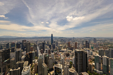 Fototapeta premium Aerial view of Kuala Lumpur city from the Menara tower in Kuala Lumpur Malaysia