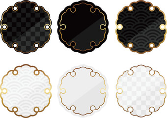 雪輪のフレーム6種セット　ブラック＆ホワイト