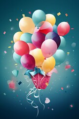 colorful balloon for birthday card, generative ai.