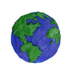 Fototapeta premium Plasticine planet earth isolated on white