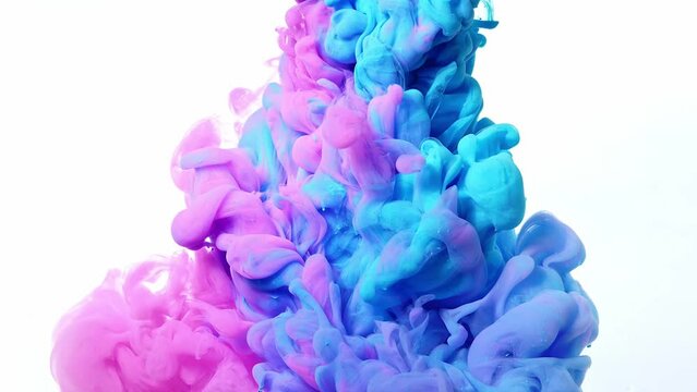 Mesmerizing Mixture: Slow Motion Blue and Red Ink in Water