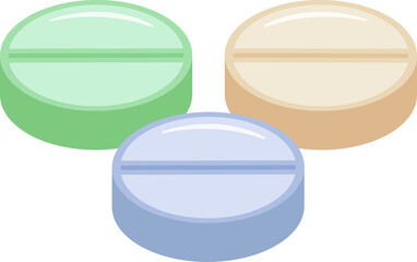 concepts medical supplies. Various meds. Pills, capsules blisters,plastic tubes with caps.Drug medication and supplements collection. Realistic flat style vector object illustration. blue-green