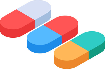 Obraz premium concepts medical supplies.Various meds. Pills, capsules blisters,plastic tubes with caps.Drug medication and supplements collection. Realistic flat style vector object illustration.
