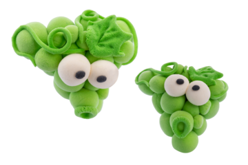 grapes from light plasticine isolated on transparent background png. sculpt fruit from plasticine