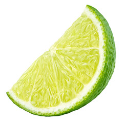 Ripe slice of lime citrus fruit isolated on transparent background - 583014215