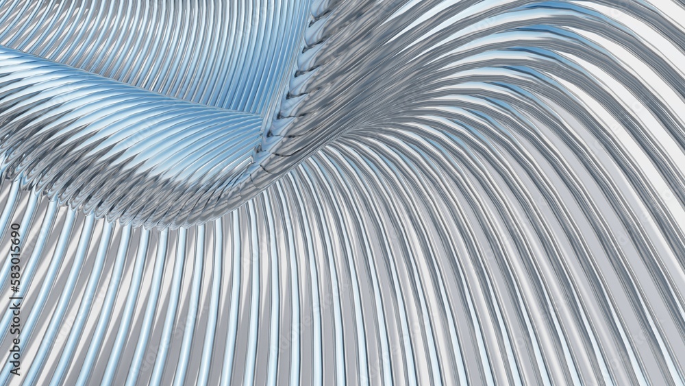 Poster abstract metallic curve waves background 3d render