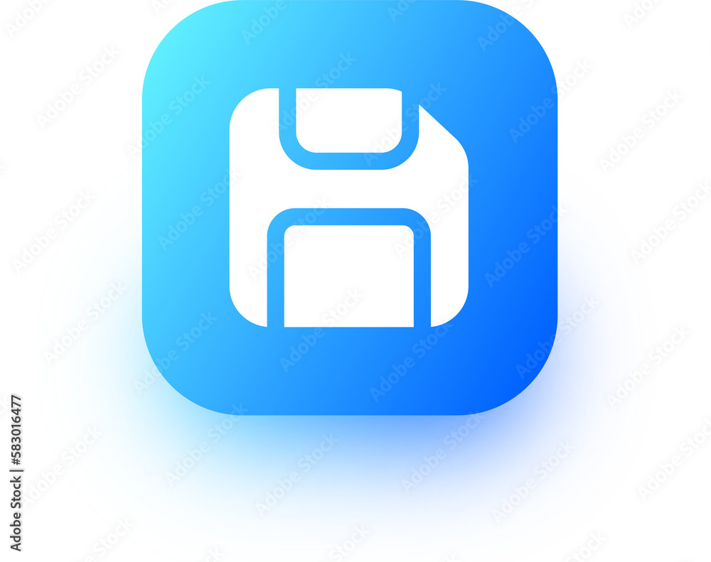 Poster disk icon in square gradient colors. floppy disk sign for storage.