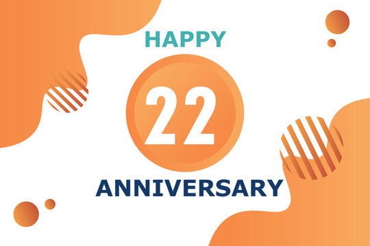 22 years anniversary celebration geometric logo design with orange blue and white color number on white background template 