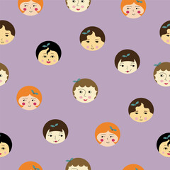 Feminine look, abstract personage, mascot design, funny face, cute icon.