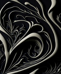 A swirling, hypnotic blend of black and almond cream, creating a mesmerizing retro abstract made by Generative Ai