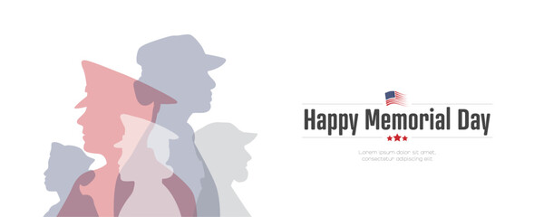 Happy Memorial Day banner. Card with place for text.