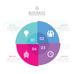 Vector infographic business presentation template with circular interconnection with 4 options.
