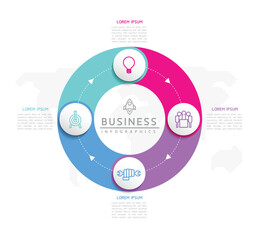 Vector infographic business presentation template with circular interconnection with 4 options.
