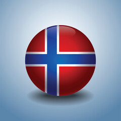 Norway flag. Round glossy. Isolated on color gradient background
