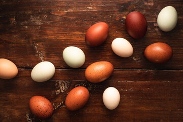 easter natural color eggs on old table