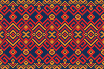 Ethnic fabric pattern Designed from geometric shapes Asian style fabric pattern Used for home decoration work