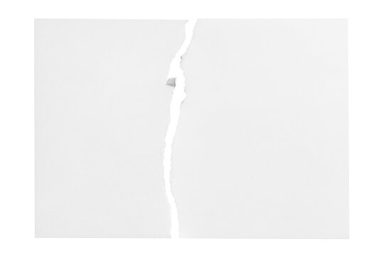 Sheet of paper torn in half, cut out