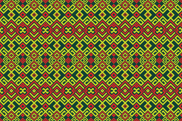 Ethnic fabric pattern Designed from geometric shapes Asian style fabric pattern Used for home decoration work