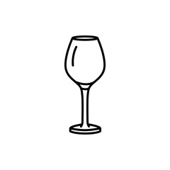 Glass for white wine black line icon. Dishware