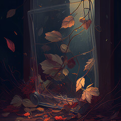 Creative illustration of withering autumn leaves