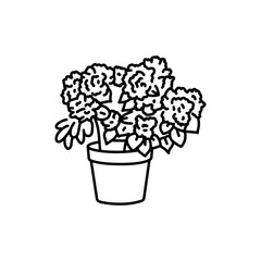 Azalea houseplant black line icon. Indoor decorative plant.