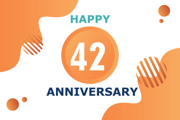 42 years anniversary celebration geometric logo design with orange blue and white color number on white background template 