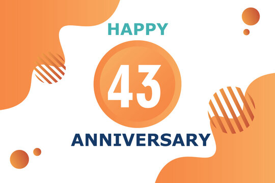43 years anniversary celebration geometric logo design with orange blue and white color number on white background template 